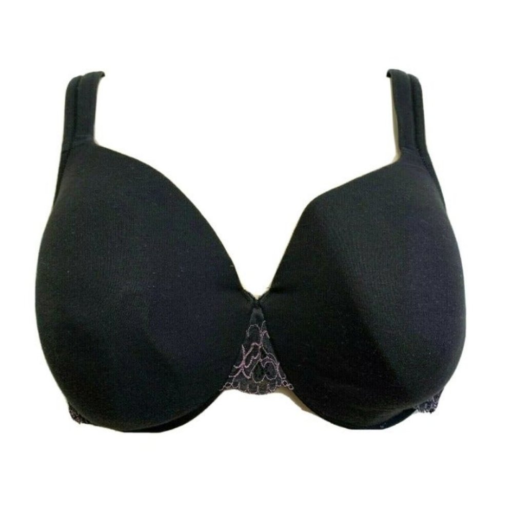 Lane Bryant Cacique Womens Bra Cotton Lace Full Coverage Plus Size 38DD Black